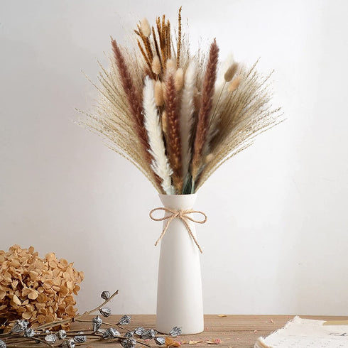 90 Pcs 17" Set | Natural Dried Pampas Grass, Natural Pampas Dried Flowers, Natural Rabbit Tail Grass, Perfect for Home Decor, Boho Decor and Wedding Flower Arrangements