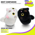 Onsoyours Plush Toys Set, 2Pcs Stuffed Animals with Black Cat and White Cat, Creative Decoration Cuddly Plush Pillows 8.5" for Kids Girls Boys (Black/White)