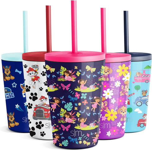 Simple Modern Dora the Explorer Toddler Cup with Lid and Silicone Straw | Kids Water Bottle Tumbler Insulated Stainless Steel Thermos | Classic Collection | 12oz, Dora Rainforest Paradise