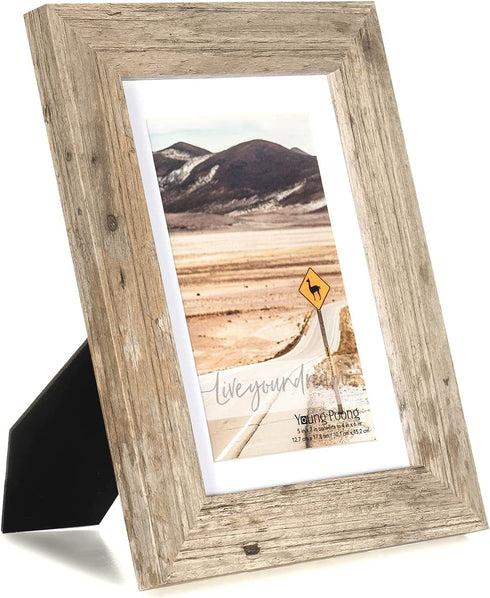 YOUNG POONG 5x7 Rustic Picture Frame for Table-Top Display and Wall Mounting Photo Frame(5x7-3Pack,Rotten Grey)