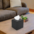 Luxspire PU Leather Tissue Box Cover, Roll Tissue Holder, Modern Square Paper Facial Tissue Holder Case Dispenser Napkin Organizer for Bathroom Counter Tops Bedroom Car, Tissue Box Covers - Black