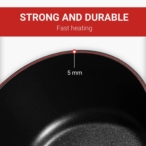 Sakuchi Sauce Pan with Lid 2 Quart Nonstick Small Cooking Soup Pot for Induction,Gas, Black