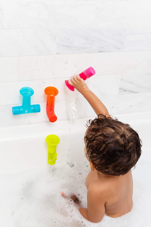 Boon PIPES Building Toddler Bath Tub Toy for Kids Aged 12 Months and Up, Blue (Pack of 5)