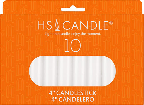 HS Candle 10 pcs White Unscented 4 Inch Taper Candles, Household General Usage, Emergency & More