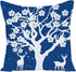 WILPROO Set of 4 Happy Winter Snowflake Merry Christmas Tree Blue Castle Deer with Snowman Cotton Linen Throw Pillow Case Cushion Cover Decorative for Sofa Living Room Square 22X22 Inches