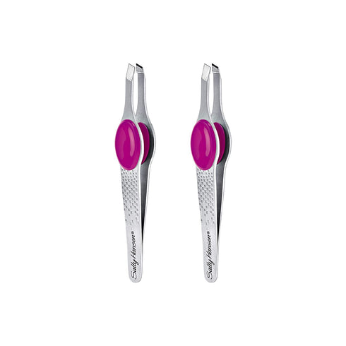 Sally Hansen Eazy Tweezy Comfort Grip Slant Tip Tweezers with Platform, 2 Count (Pack of 1)