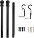 Curtain Rod for Window 30" to 90", 1" Single Curtain Rod Set with Brackets, Stainless Steel Curtain Rod, Decorative Window Curtain Rods for Kitchen Bedroom, Black