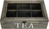 MyGift Vintage Gray Wood Tea Storage Box Organizer with 6 Compartments, Teabags and Condiments Chest with Lid with Latch