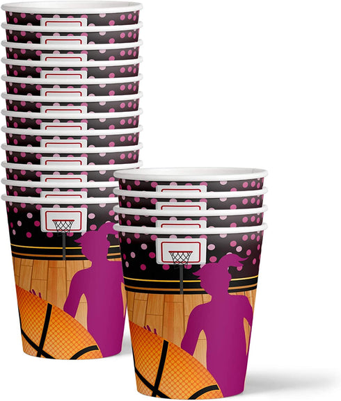 Pink Basketball Girl Birthday Party Supplies Set Plates Napkins Cups Tableware Kit for 16