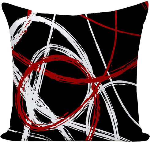 EZVING Set of 4 Throw Pillow Covers Modern Abstract Red Stripes Gray Black White Acrylic Bold Grey Decorative Pillow Cases Home Decor Square 18x18 Inches Pillowcases