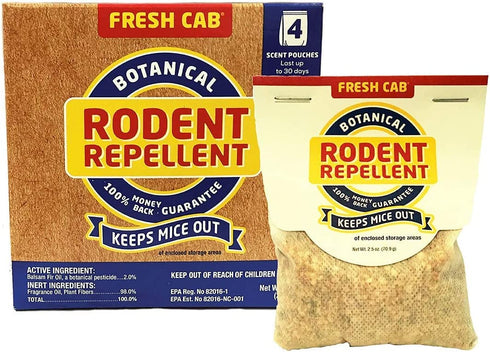 Fresh Cab Botanical Rodent Repellent - Environmentally Friendly, Keeps Mice Out, 4 Scent Pouches