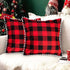 Red and Black Checked Pillow Covers 18x18 Inch Pack of 2 Plaid Cotton Linen Decorative Throw Pillow Cases with Pom-poms Rustic Party Decor Plaid Square Pillow Cover Christmas Decor