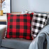 Red and Black Checked Pillow Covers 18x18 Inch Pack of 2 Plaid Cotton Linen Decorative Throw Pillow Cases with Pom-poms Rustic Party Decor Plaid Square Pillow Cover Christmas Decor