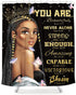 LIGHTINHOME African American Woman Quotes Shower Curtain Inspirational Black Girl Queen 60Wx72H Motivational Butterfly Intelligent Word Fabric Waterproof Home Bathtub Decor 12 Pack Plastic Hooks