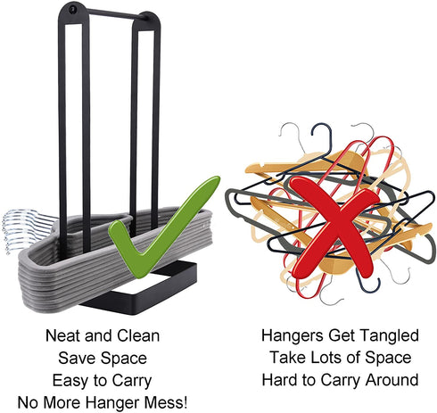 LEKUSHA Hanger Organizer Stacker, 55 Plastic Hanger Holder Stand, Clothes Hanger Storage for Closet Laundry Room