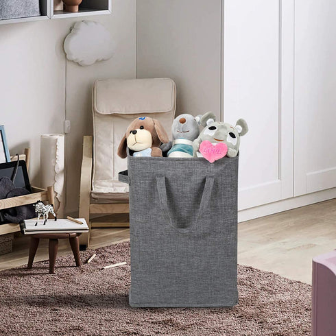 ZERO JET LAG Slim Laundry Hamper Handles Collapsible Laundry Basket Thin Dirty Clothes Basket Narrow Laundry Bag Foldable Dirty Hamper 45L (21 inches,Dark Grey)