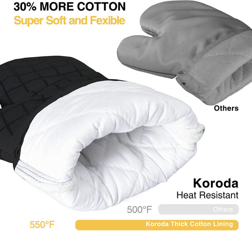 Koroda Oven Mitts: Silicone Oven Mitts Heat Resistant 500 Degrees and Pot Holders for Kitchen (Set of 6, Black)