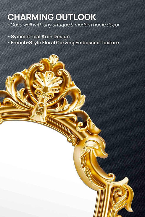 Decorative Wall Mirror of Gold Shield Shape, 16" L x 11" W
