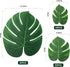 Artificial Tropical Palm Leaves 130Pcs Faux Monstera Leaves Fake Green Leaves Safari Birthday Decorations for Hawaiian Luau Party Decor Jungle Beach Birthday Theme BBQ Party Table Supplies (3 Size)
