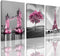 Decor for Bedroom for Girls Pink Paris Theme Room Decor Wall Art Canvas Black and White Art Eiffel Tower Pictures Decorations Tower Paris Eiffel Tower Painting Framed (16"x24"x3Panles)