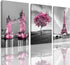 Decor for Bedroom for Girls Pink Paris Theme Room Decor Wall Art Canvas Black and White Art Eiffel Tower Pictures Decorations Tower Paris Eiffel Tower Painting Framed (16"x24"x3Panles)
