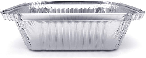 (50 Pack) Premium 1.5-LB Takeout Pans with Lids l Medium 7" x 5" x 2" l Heavy Duty Disposable Aluminum Foil for Catering Party Meal Prep Freezer Drip Pans BBQ Potluck Holidays