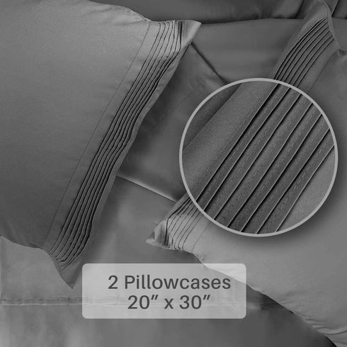 Secura Everyday Luxury Queen Bed Sheet Set 4 Piece - Soft Microfiber 1800 Thread Count 16" Deep Pocket Sheet Sets - Hypoallergenic, Wrinkle & Fade Resistant (Gray)