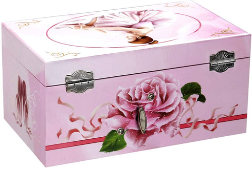 TAOPU Sweet Musical Jewelry Box with Pullout Drawer and dancing Ballerina Girl Figurines Music Box Jewel Storage Case for girls