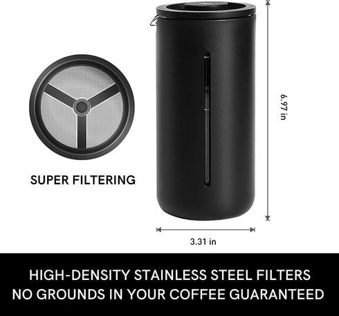 TIMEMORE French Press Coffee & Tea Maker 15oz(450ml), Heat Resistant Thickened Borosilicate Glass Coffee Press with 1 Filter Screen and Stainless Steel Stand, Durable Rust-Free Easy Clean, BPA Free