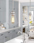 Beionxii Glass Pendant Lights | Modern Brushed Nickel Pendant Lighting for Kitchen Island, Dining Room, Over The Sink
