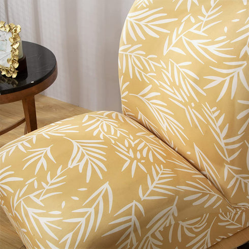 Armless Accent Chair Cover, Stretch Armless Chair Slipcover Spandex Armless Chair Covers Slipper Chair Slipcover Furniture Protector Covers for Living Room Bedroom(Jacquard, Yellow Leaves)