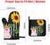Oven Mitts and Pot Holders Sets Farmhouse Sunflower Pig American Flag Kitchen Microwave Gloves and Hot Pads Potholders with Cotton Liner Grip Cooking Mitts for Baking Cooking Grilling BBQ