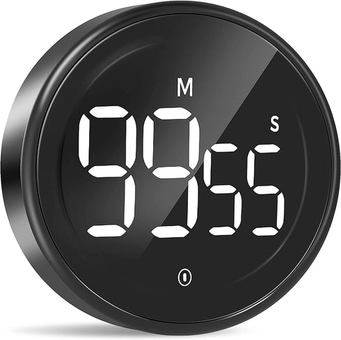 Large LED Digital Kitchen Timer, LIORQUE Countdown Timer with Easy-clean Metal Knob for Cooking, 3-Level Volume (Mute-90db) Magnetic Timer for Kitchen and Classroom, Easy Operation for Kid and Elderly