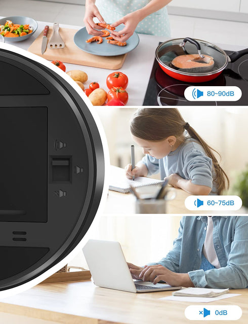 Large LED Digital Kitchen Timer, LIORQUE Countdown Timer with Easy-clean Metal Knob for Cooking, 3-Level Volume (Mute-90db) Magnetic Timer for Kitchen and Classroom, Easy Operation for Kid and Elderly