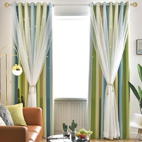 BOOM JOG Glass Mosaic Ball Finials Curtain Rod?3/4? Adjustable Curtain Rod?28-48 Inch?Nickel