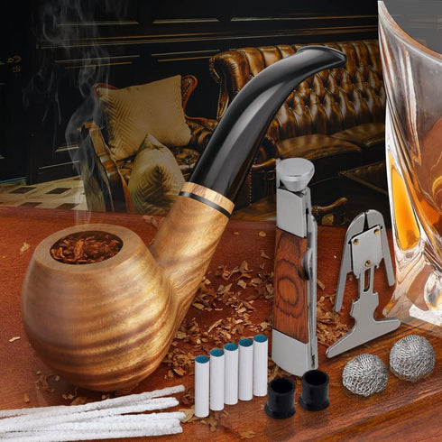 Scotte Tobacco Pipe Set Handmade Wood Smoking Pipe with Accessories and Gift Box