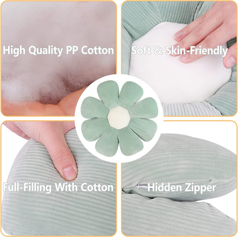 Flower Pillow Flower Floor Pillow Cute Pillows Aesthetic Daisy Pillow Flower Floor Pillow Seating Cushion Flower Pillow Indie Flower Shaped Pillow (Green)