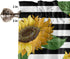 Sunflowers Valance Curtain for Windows, Farmhouse Black Stripes 54x18in Privacy Panel Rod Pocket Window Treatment Set, Summer Rural Sunflower Short Valances for Bathroom Kitchen Bedroom(1Pcs)