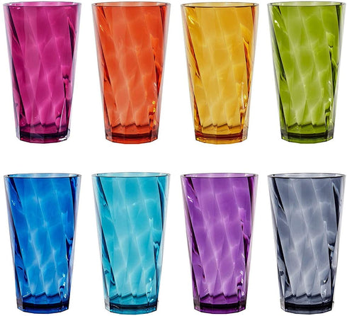 US Acrylic Optix 20-ounce Plastic Tumblers | set of 8 in Jewel Tone Colors