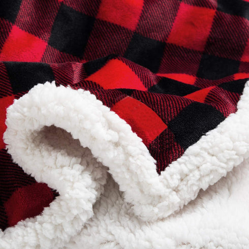 BEAUTEX Sherpa Fleece Throw Blanket, Super Soft Warm Buffalo Plaid Plush Blankets and Throws, Lightweight Cozy Fuzzy Blanket for Couch Sofa Bed (Red, Throw 50" x 60" )