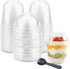 50 Pack 12oz Clear Plastic Cups with Dome Lids (No Hole), Crystal PET Disposable Dessert Cups for Parfait Ice Cream Fruit Iced Cold Drinks