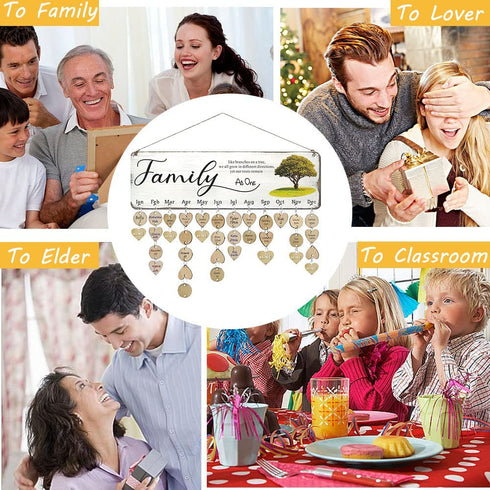 WISIEW Gifts for Grandma Unique - Wooden Family Birthday Reminder Tracker Calendar Board, Family Like Branches As One, Best Christmas, Mothers Day, Birthday Presents Ideas for Mom Dad from Daughter Son