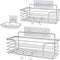 Yougai Shower Caddy Shelf Basket with Soap Dish and 4 Hooks, SUS304 Stainless Steel Shampoo Holder Bathroom Organizer No Drilling Adhesive Wall Mounted Storage Shelves for Kitchen, Toilet, Bathroom Rack Accessories-2 Pack, Silver