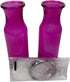 Becky's Bundles Set of 2 Pink Translucent 7.75" Glass Milk Bottle Vases with Bonus Flower Petals and Silver/Pink Ribbons