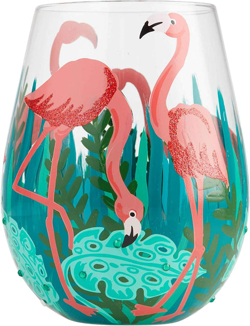 Enesco Lolita Wine Glass Fancy Flamingo