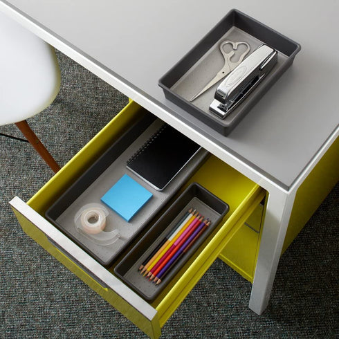 madesmart Classic 3-Tray Bin Pack - Granite | CLASSIC COLLECTION | Multi-Purpose Storage | Soft-grip Lining and Non-slip Rubber Feet | Durable | BPA-Free