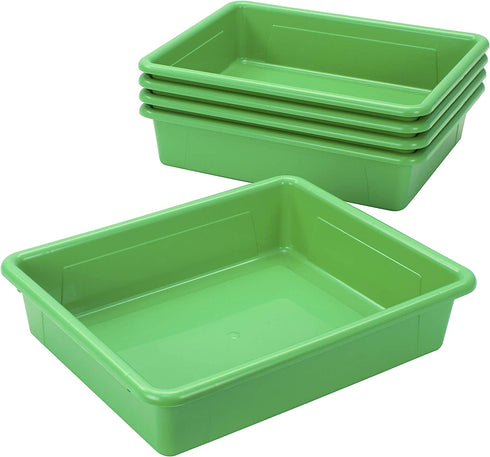 Storex 62520U05C Storage Tray, Letter Size, 5-Pack, 10 x 13 x 3 Inches, Green,Flat Tray