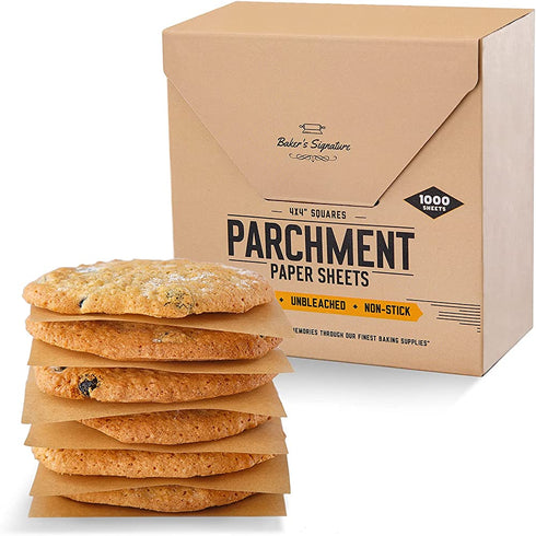 4x4 Inches 1000 Sheets Parchment Paper Squares by Bakers Signature | Silicone Coated & Unbleached Ideal for Baking, Wrapping, Freezing & Diamond Painting Non-Toxic & Comes in Convenient Packaging