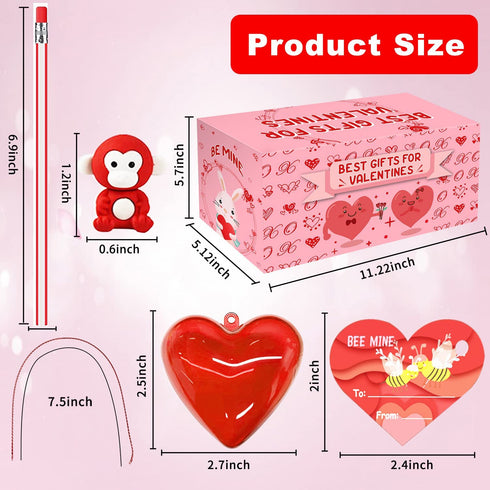 28 Pack Valentines Day Gifts for Kids, Valentines Classroom Gifts with Filled Hearts Bulk, Exchange Party Favors for Boys Girls School Class Classroom
