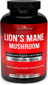 Organic Lions Mane Mushroom Capsules - 1800mg Strongest Lion's Mane Mushroom Supplement - Non-GMO Lions Mane Extract Powder - Nootropic Brain Supplement - Brain & Immune Support - 90 Vegetarian Caps